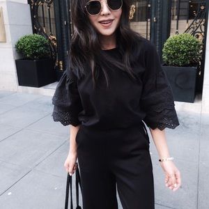 Topshop Eyelet Sleeve Tee